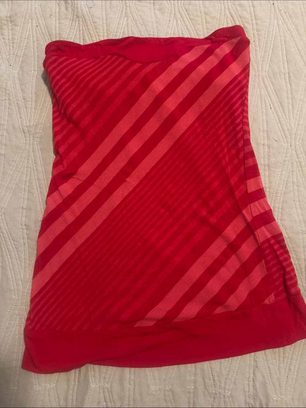 Weavers Red and Pink Striped Tube Top